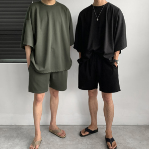 夏季垂感冰爽两件套运动短袖T恤套装男宽松短裤套装一套CT88-P75图片