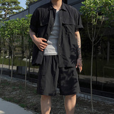 夏季轻薄短袖衬衫套装男韩版宽松二件套短裤衬衣一套CT767-P85，男装衬衫，四季星座713