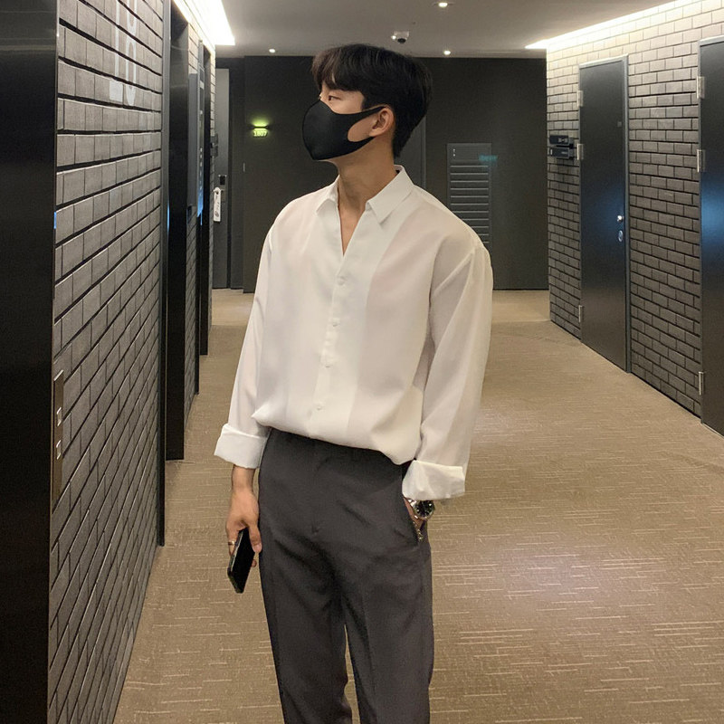 春秋季高级帅气垂感长袖衬衫男韩版衬衣休闲打底衫FC165-P50，男装衬衫，四季星座713