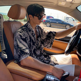 2026夏季冰丝垂感树叶纹短袖衬衫男韩版宽松帅气落肩衬衣CT28-P40，男装衬衫，四季星座713