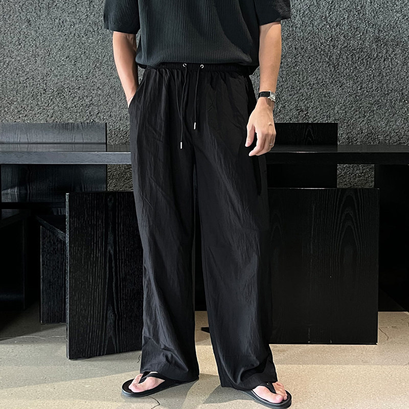 夏季垂感轻薄速干休闲裤男韩宽松运动裤阔腿褶皱长裤KK157-P65,男装休闲裤,四季星座713