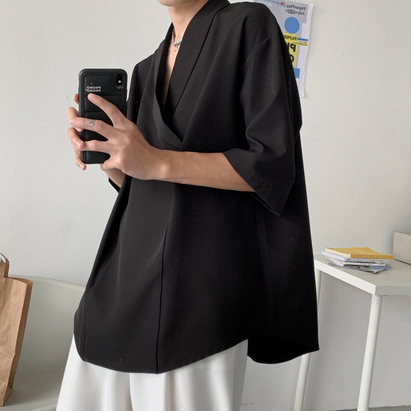 夏季ulzzang高回头率垂感短袖衬衫男韩版宽松休闲潮衬衣CT26-P45，男装衬衫，四季星座713