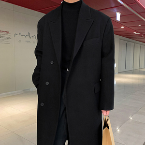 秋冬ulzzang高级感毛呢大衣男韩版宽松中长款风衣外套FK517-P135图片