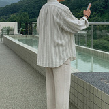 秋季简约气质条纹长袖衬衫韩版宽松落肩休闲衬衣CT81-P55，男装衬衫，四季星座713
