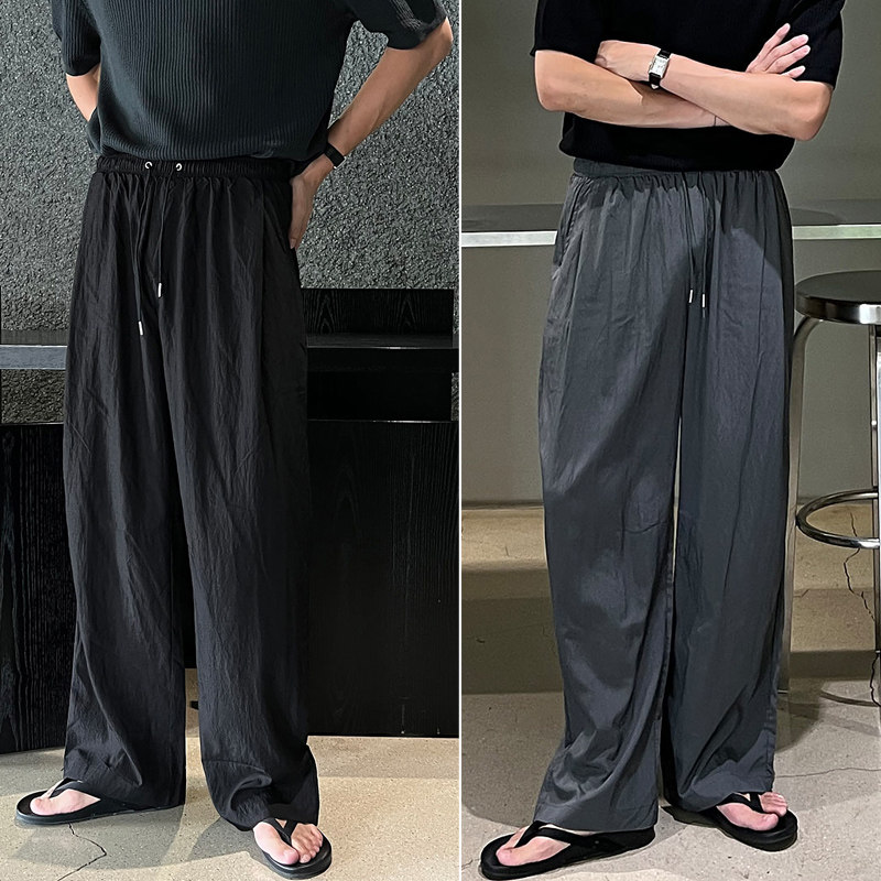 夏季垂感轻薄速干休闲裤男韩宽松运动裤阔腿褶皱长裤KK157-P65，男装休闲裤，四季星座713