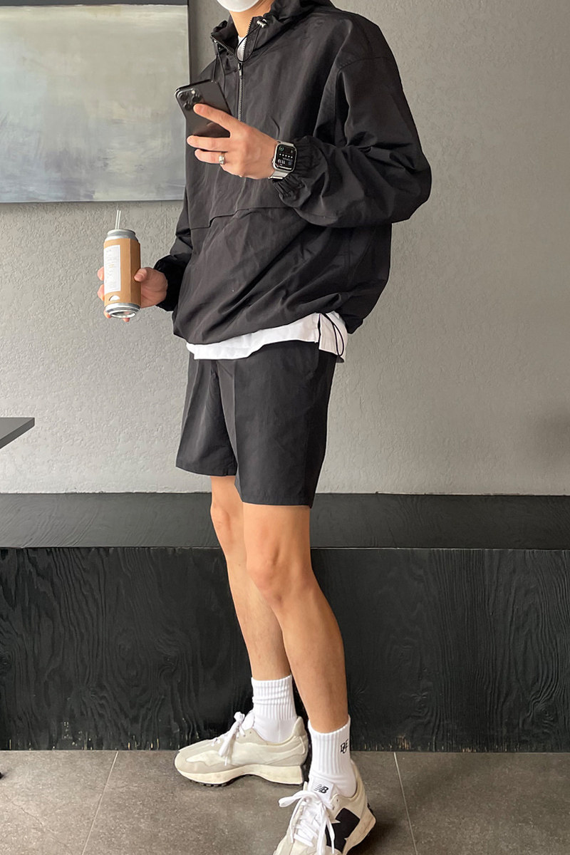 夏季帅气冰爽防晒服套装男韩版连帽套头防晒衣二件套短裤CT70-P98,男装衬衫,四季星座713
