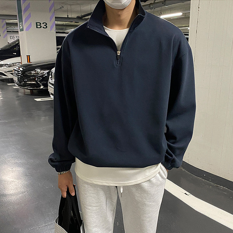 秋冬ulzzang气质纯棉简约套头卫衣男韩版宽松落肩打底衫M601-P75,男装卫衣,四季星座713