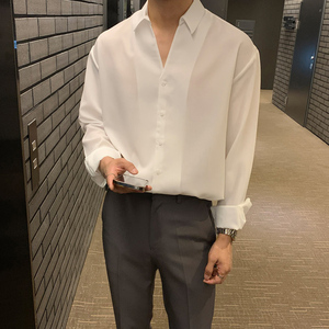 春秋季气质垂感长袖衬衫男韩版衬衣休闲打底衫FC165-P55图片