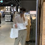 春季帅气垂感简约纯色长袖衬衫男韩版衬衣休闲打底衫FC158-P55，男装衬衫，四季星座713