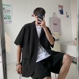 夏季气质垂感短袖西装套装薄款韩版中性宽松西服二件套CT516，男装西服，四季星座713