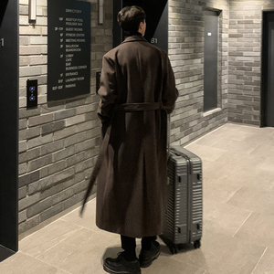 秋冬加厚高级感腰带款毛呢大衣男韩版宽松呢风衣外套FK558-P135图片