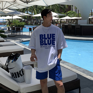 夏季夏威夷字母短袖T恤男韩版落肩宽松海边休闲打底衫CT16-P30,男装T恤,四季星座713