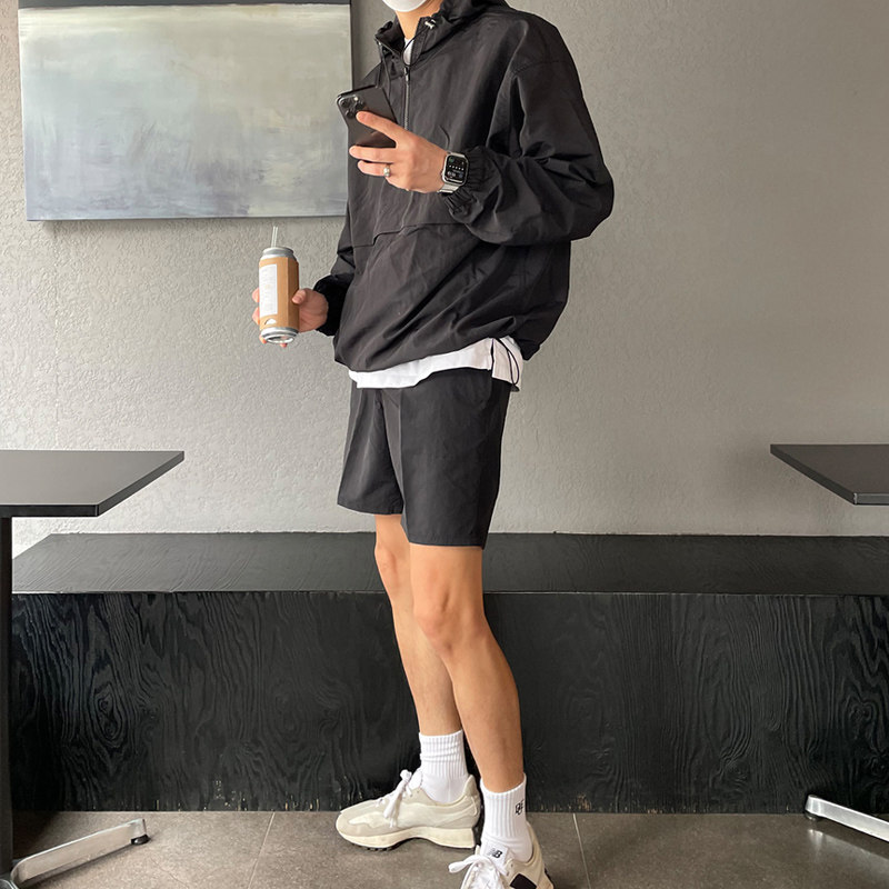 夏季运动防晒服套装男韩版宽松轻薄防晒衣衬衫二件套短裤CT70-P98，男装休闲套装，四季星座713
