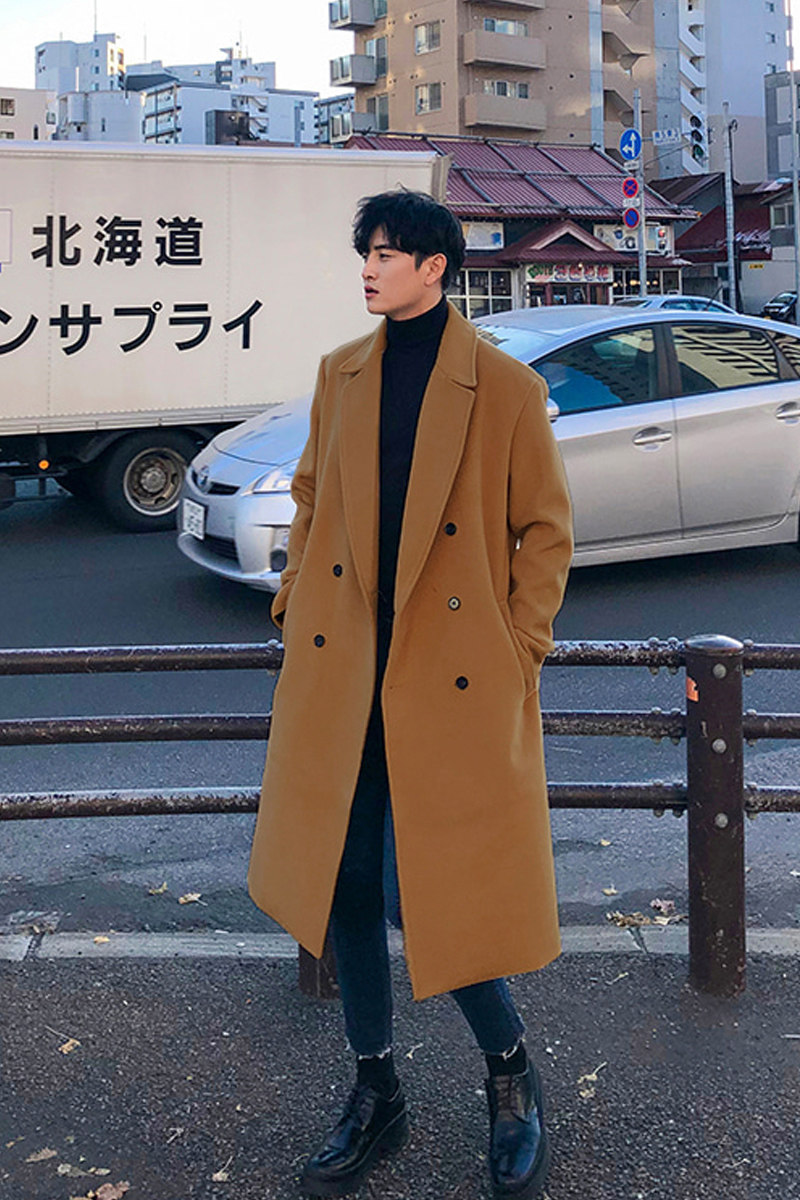 冬天百搭加厚男士毛呢大衣男韩版宽松潮流呢子风衣外套FK515-P135,男装毛呢大衣,四季星座713