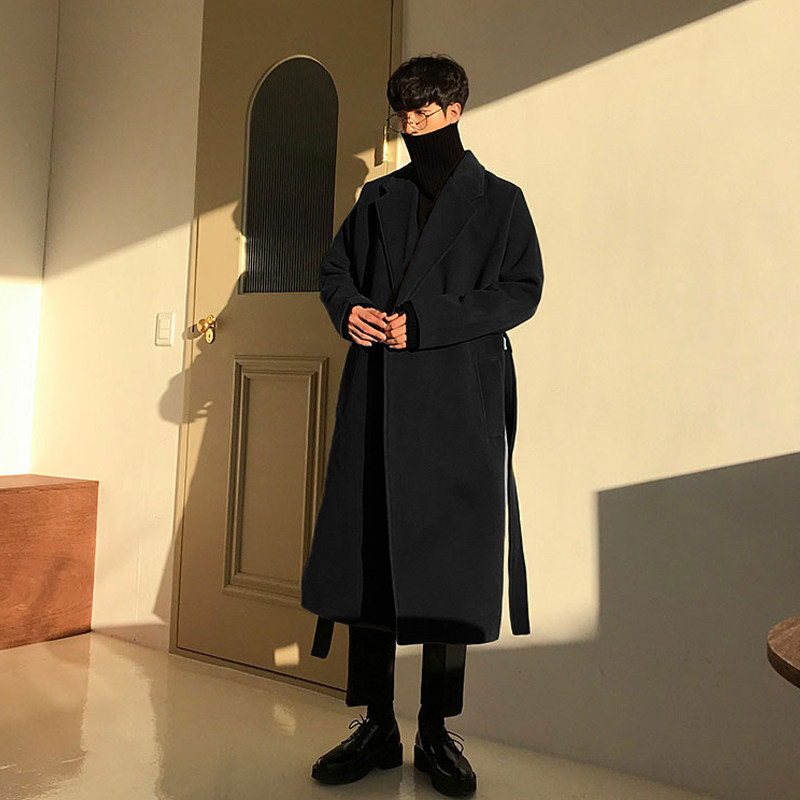 冬季帅气加厚毛呢大衣男韩版宽松呢子风衣潮外套FK196-P135，男装毛呢大衣，四季星座713