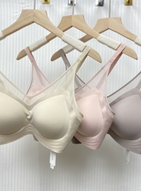 古妃90505无痕网纱拼接透气内衣女小胸聚拢防下垂背心式运动文胸