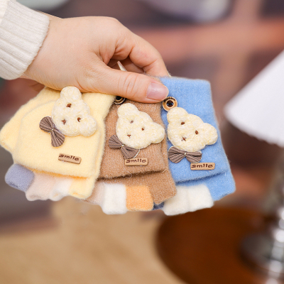 男婴幼儿露指五指翻盖半指宝宝手套冬儿童0一3岁女婴儿小手套冬季