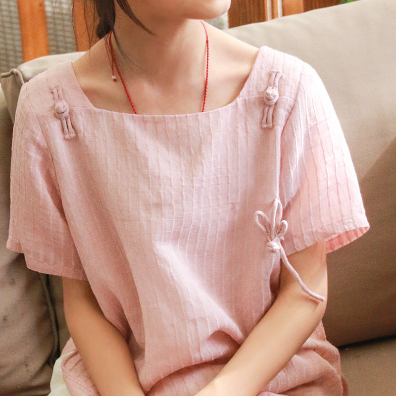晴川|柚儿童装天丝亚麻唐装上衣女童中国风茶服亲子演出服夏
