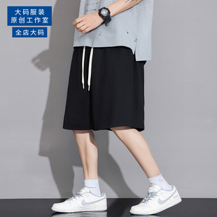 短裤 胖子加肥加大运动裤 男夏季 潮牌宽松直筒休闲五分裤 子 薄款 大码