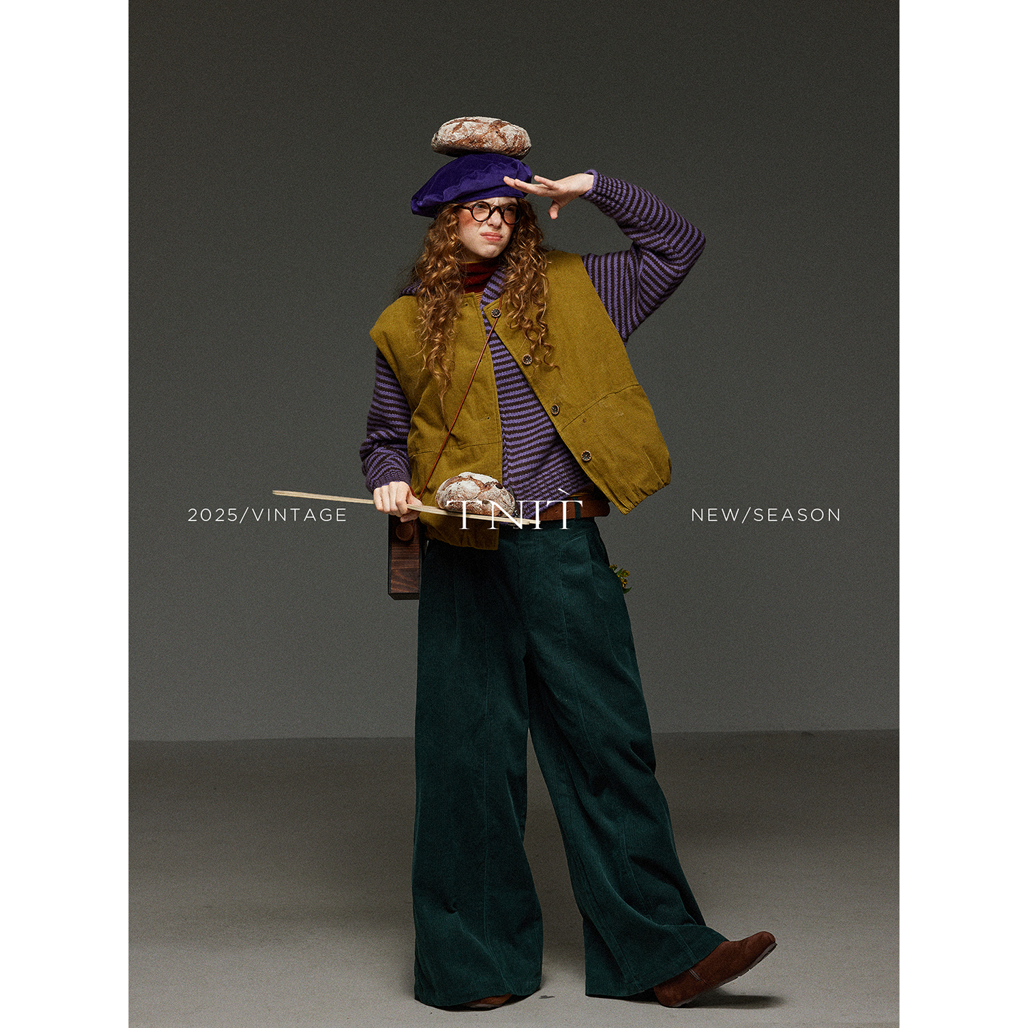 【汤曼妮粉丝专享】TNIT复古灯芯绒加厚叠穿绗棉马甲外套