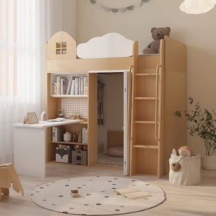 上床下桌下空小户型高架床组合衣柜床交错式 儿童床书桌一体架子床