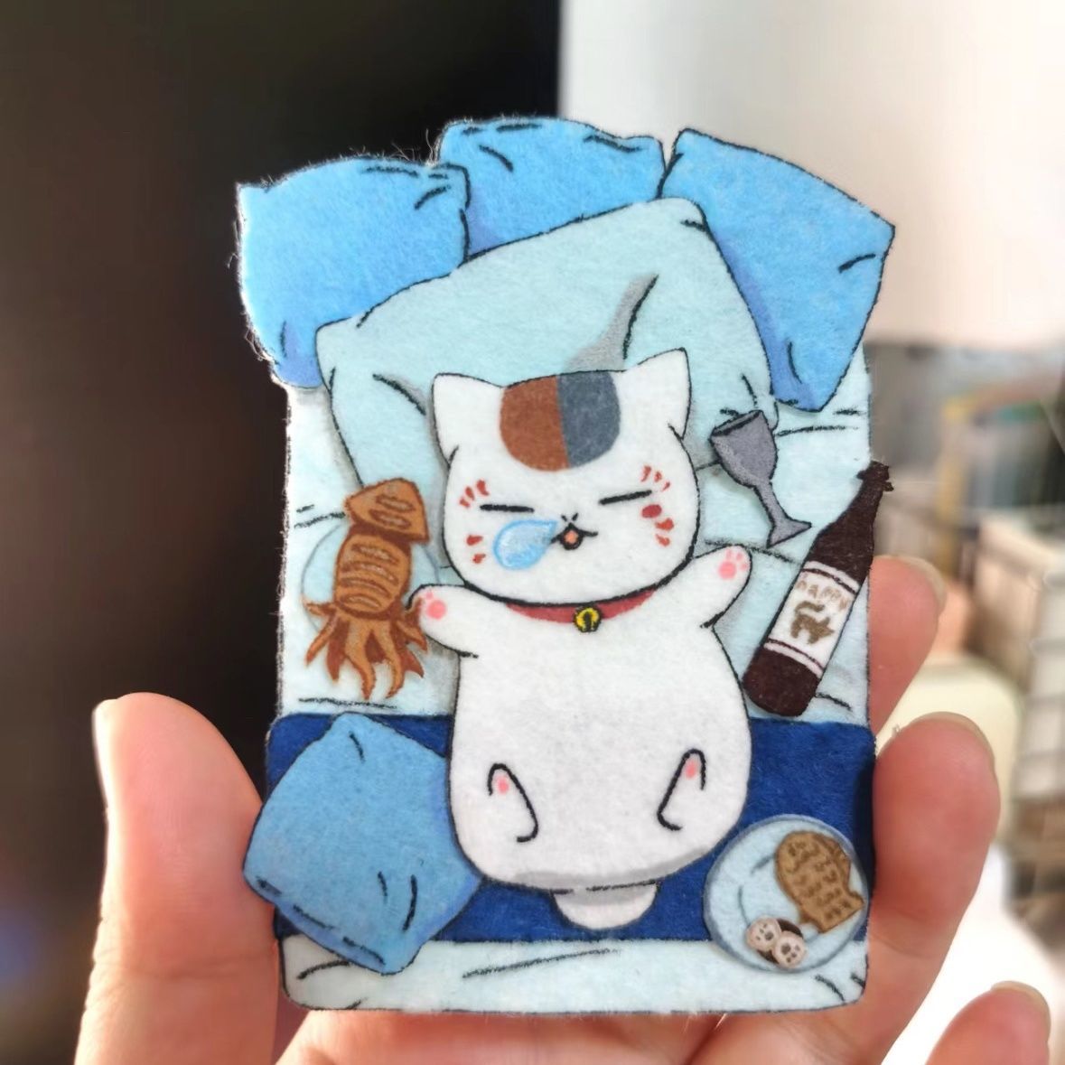 夏目友人帐周边娘口三三不织布物料猫咪老师书包背包挂件成品diy