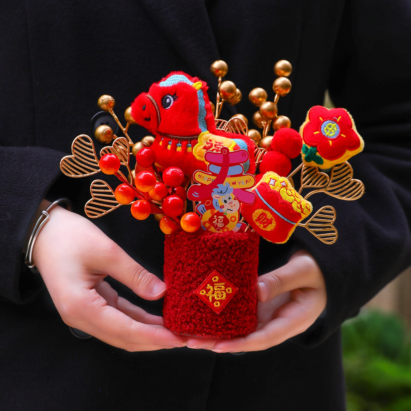 马年春节福桶新年装饰品氛围布置摆件创意2026年味家里客厅过年