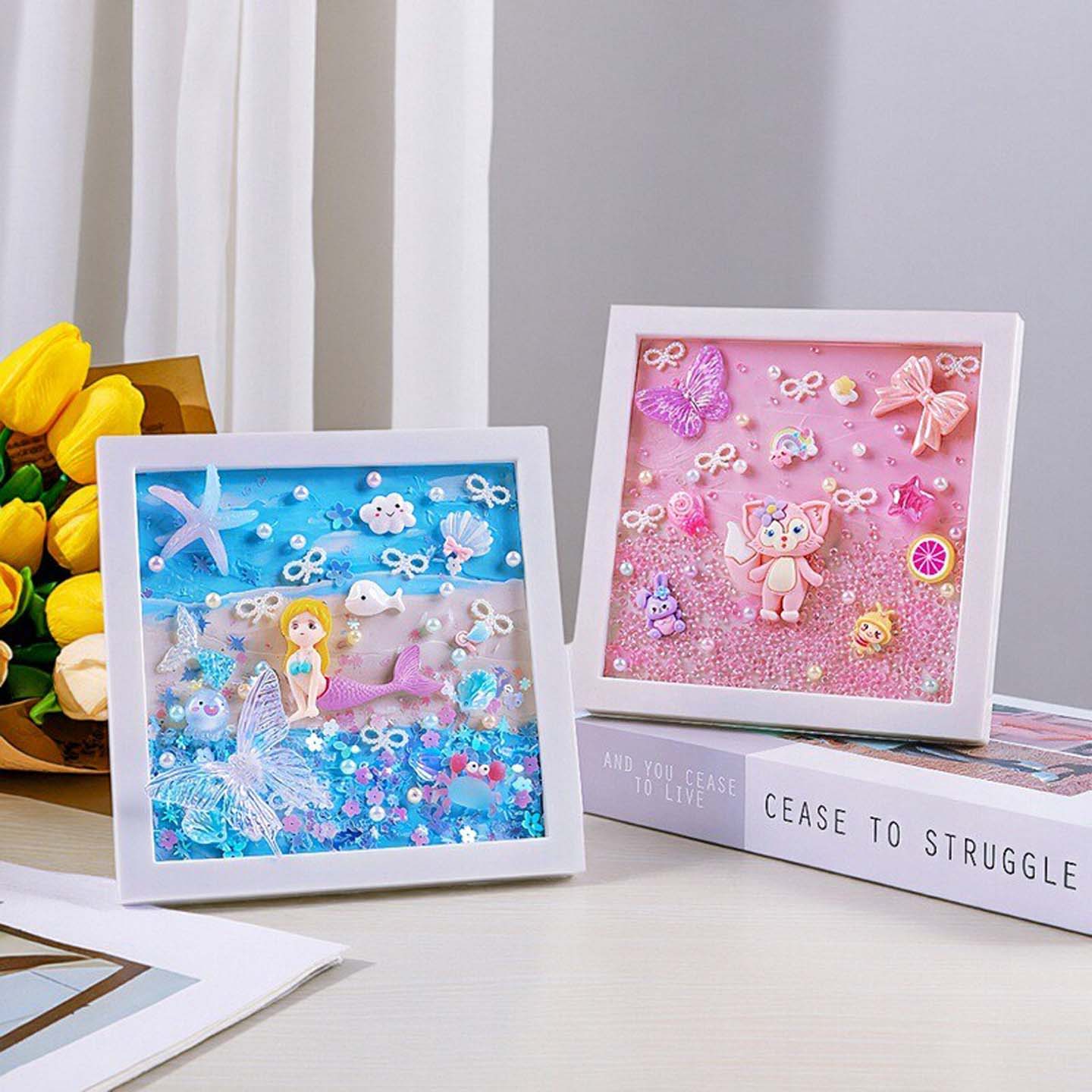 奶油胶相框画儿童女孩手工diy