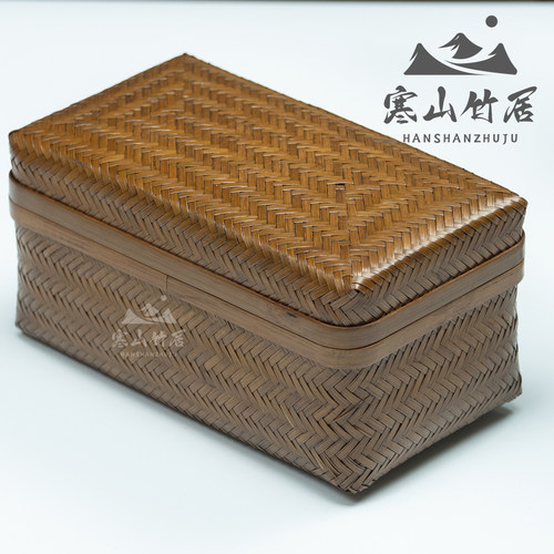邱师傅竹木纯手工编织茶盒大号