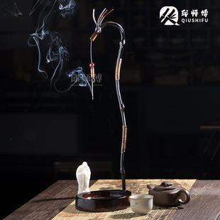 邱师傅竹木大漆竹制龙头造型茶道挂香炉室内香薰炉香道香器底座