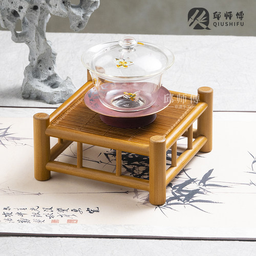 式竹编茶道壶架茶具茶道壶承杯架