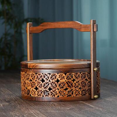 竹木茶具核桃工艺点心盒新中式