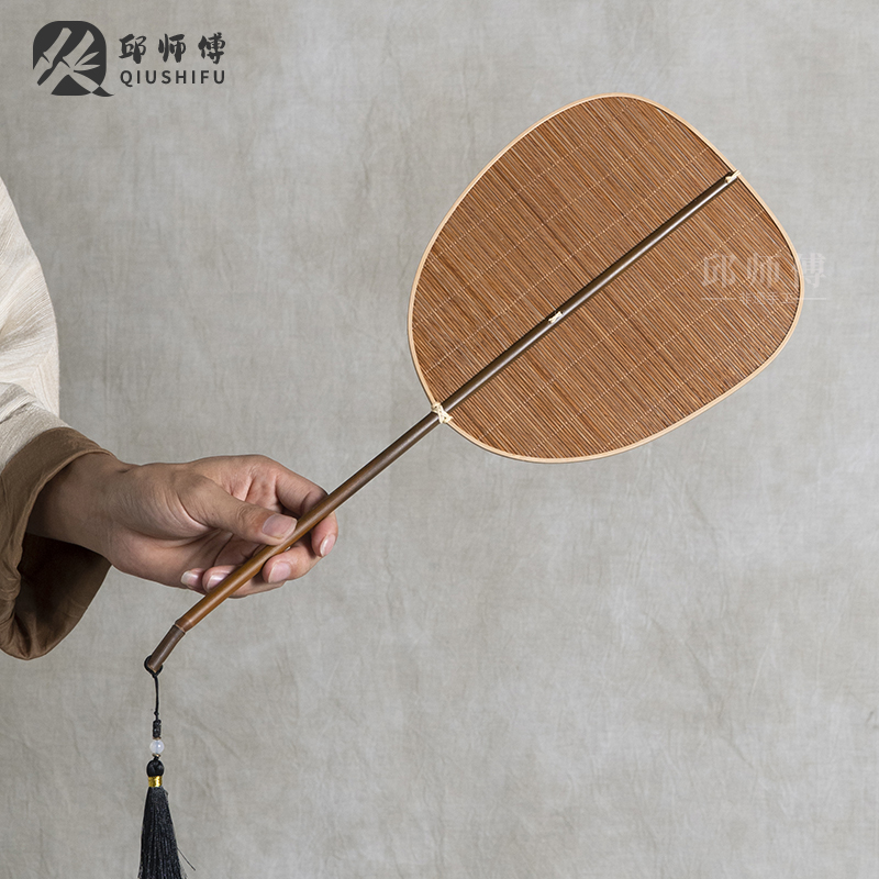 邱师傅竹木复古中式竹编团扇中国风竹扇夏季舞蹈扇长柄竹丝扇子