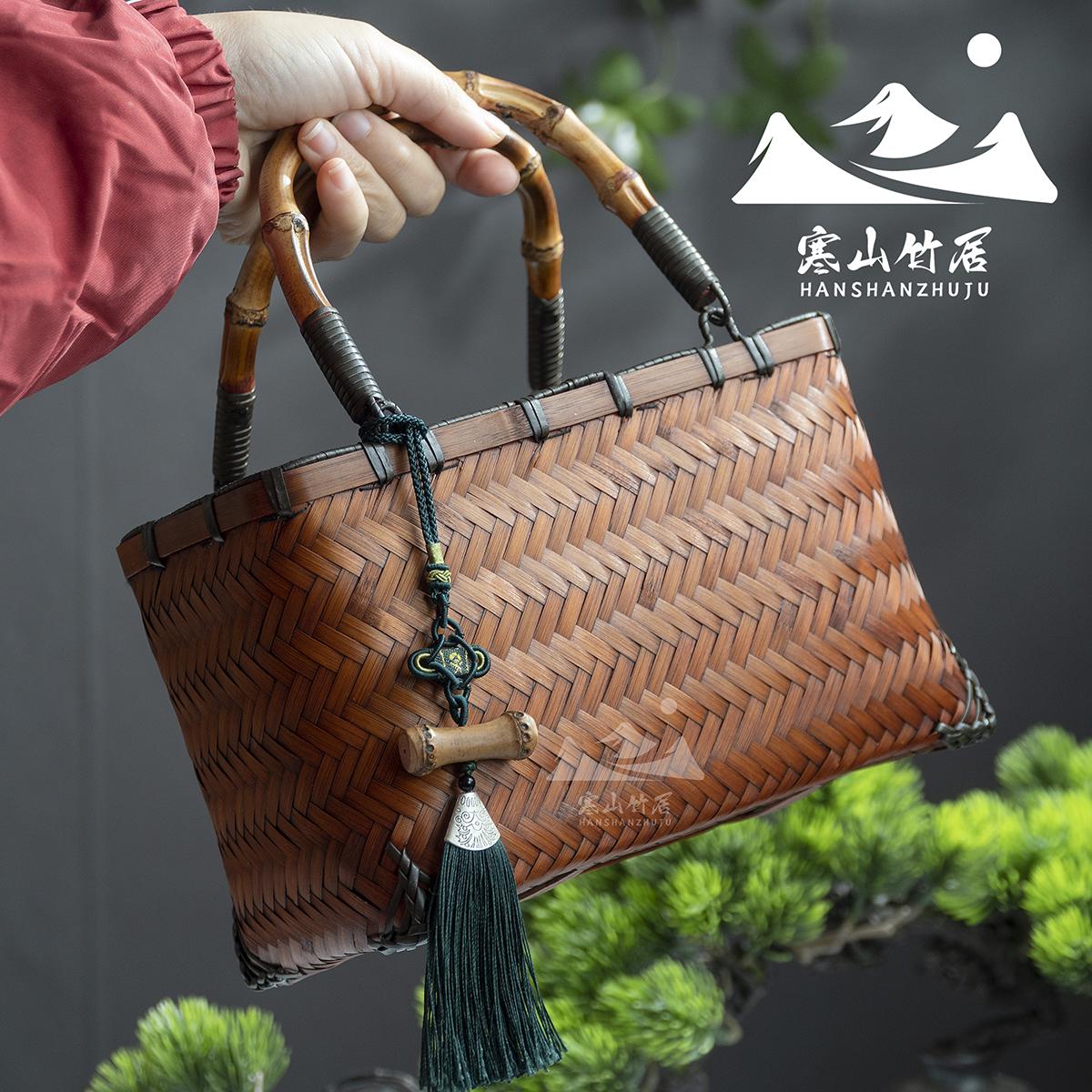 搭配旗袍汉服包流苏竹编包手提包