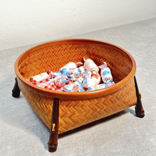 竹编茶具收纳果篮紫竹脚茶收纳篮