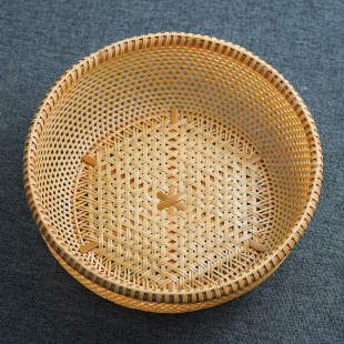 邱师傅竹木LZ031非遗传承精品蓝纯手工编织竹编高品竹木工艺摆件