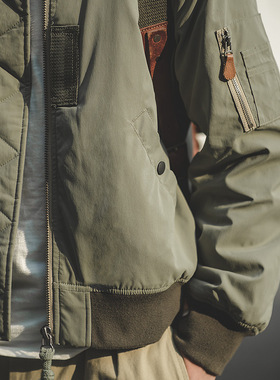 马登工装 美式空中MA1飞行员夹克军绿色冬季加厚棒球棉服男潮衣袄