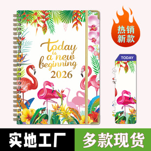 跨境亚马逊2026年英文记事本A5金属线圈笔记本周计划日程规划本