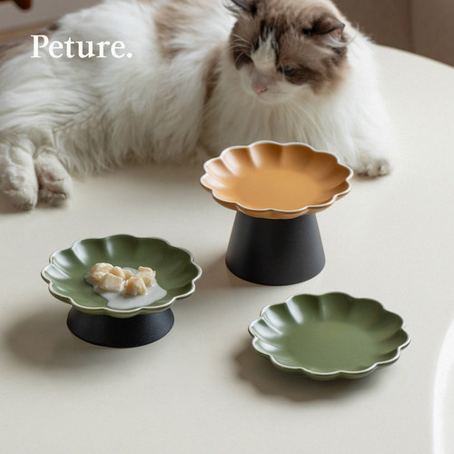 Peture陶瓷猫罐头碟魔术贴可拆卸