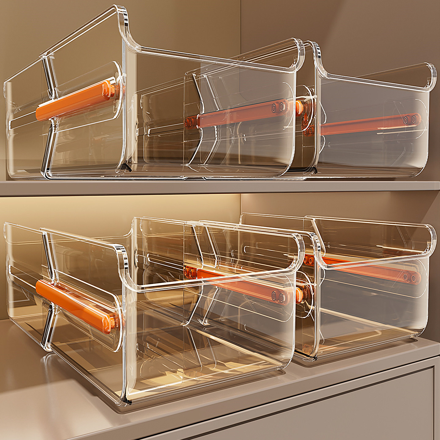 收纳筐桌面零食玩具杂物整理箱储物盒亚克力透明塑料可伸缩收纳盒,收纳整理,收纳筐,淘宝优惠券,粉丝福利购,淘宝优惠卷