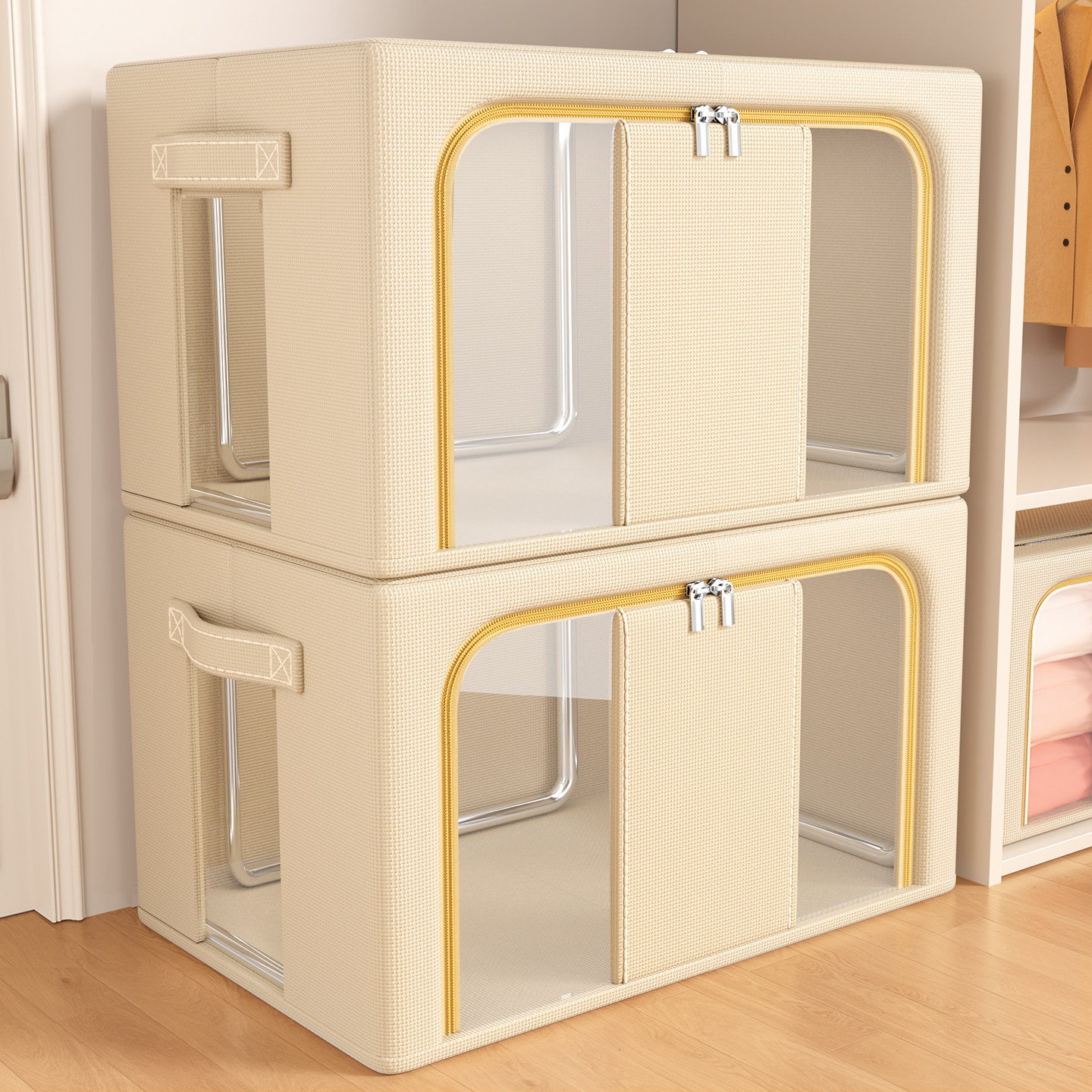 衣服收纳箱新款大容量家用折叠整理箱布艺衣物被子衣柜储物盒神器