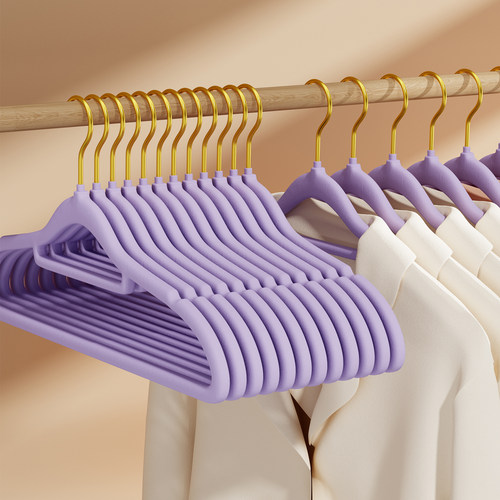 【买一次用3年】⭐金钩植绒衣架