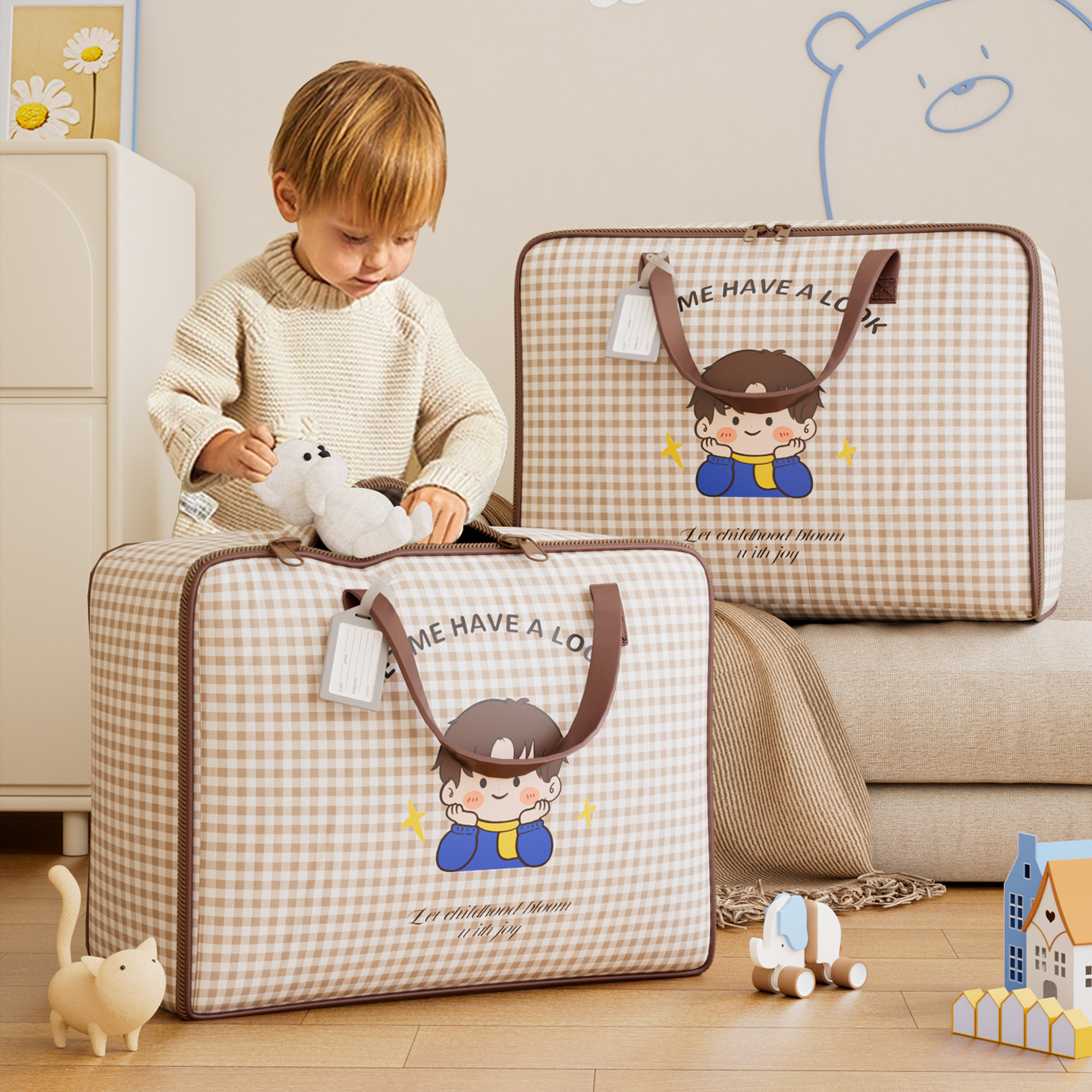 幼儿园被子收纳袋入园装儿童棉被衣服物被褥专用行李袋牛津布手提