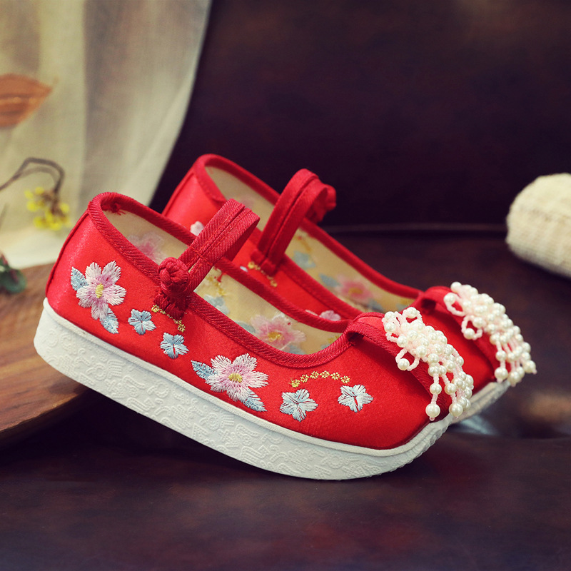 中国风古代格格鞋厚底2025新款绣花公主鞋女童宋制汉服登云履戏曲,童鞋/婴儿鞋/亲子鞋,儿童汉服鞋,淘宝优惠券,粉丝福利购,淘宝优惠卷