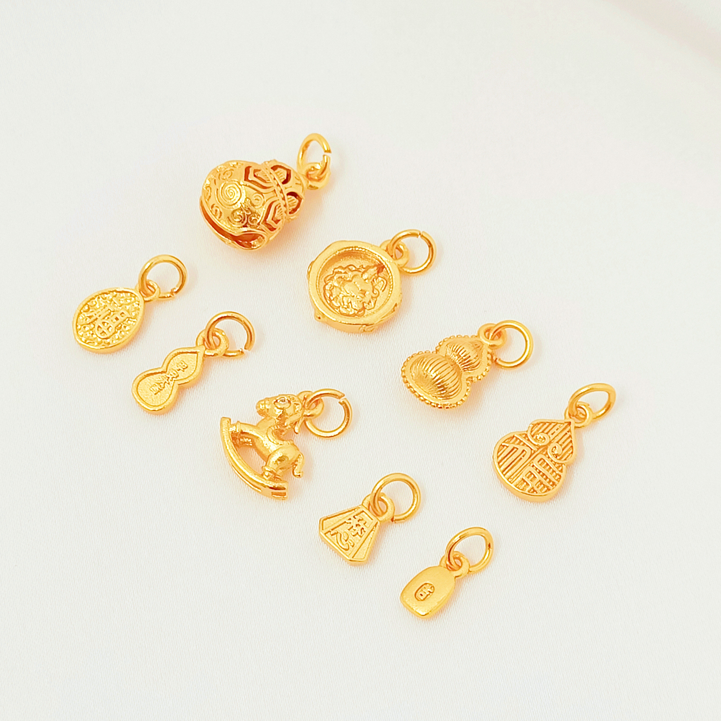 铜镀24K包金木马福葫芦吊坠