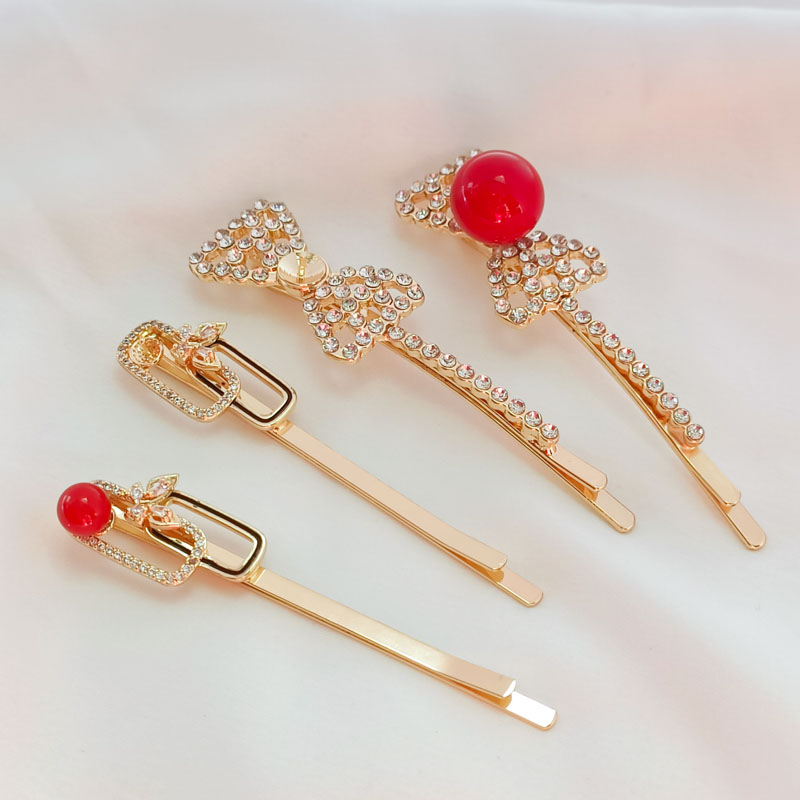 铜镶锆锆石蝴蝶结空托盘发夹头饰