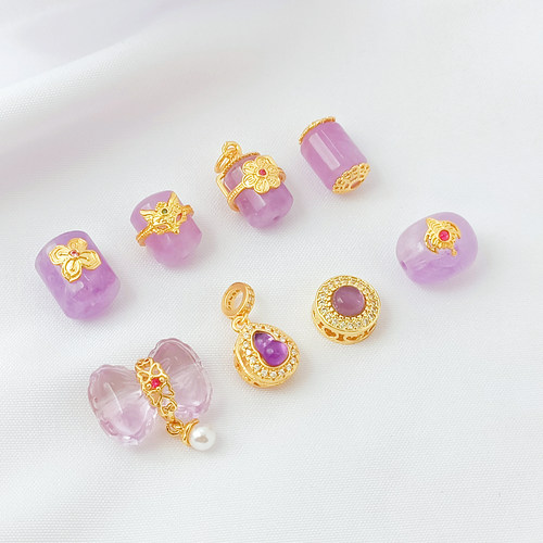 24K包金葫芦圆扁隔珠水晶桶珠