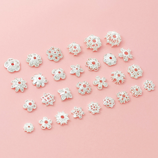 强保色铜镀厚银镶锆花托花帽隔珠托珠帽隔片diy串珠垫片饰品配件