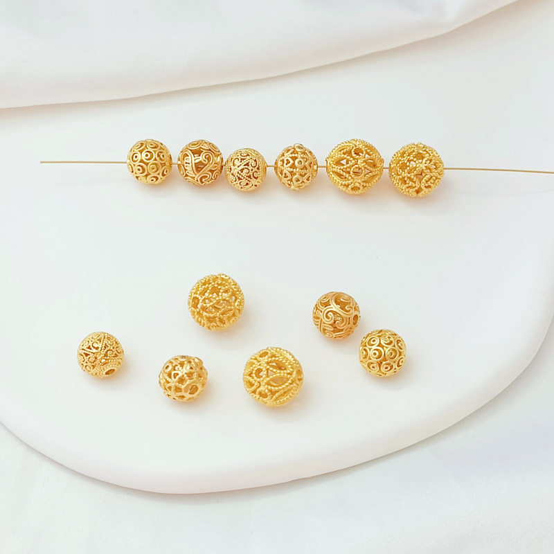 18K包金保色古法金镶锆镂空绣球云纹圆珠手工DIY手链项链散珠配件,饰品/流行首饰/时尚饰品新,其他DIY饰品配件,淘宝优惠券,粉丝福利购,淘宝优惠卷
