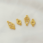 古法金配件保色复古铜钱福字葫芦吊坠DIY双吊连接手链项链饰品